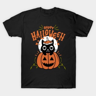 Happy Halloween - Pumpkin Cat T-Shirt